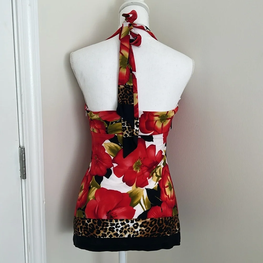 Cache Floral Animal Print Y2K Babydoll Halter Top 
Size: Small - Picture 7 of 13